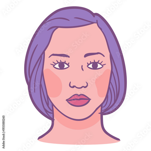 Serious woman face color stroke