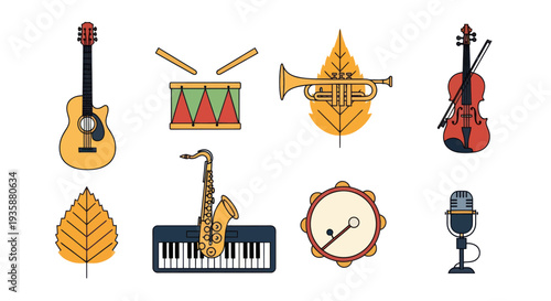 Musical instruments collection illustration