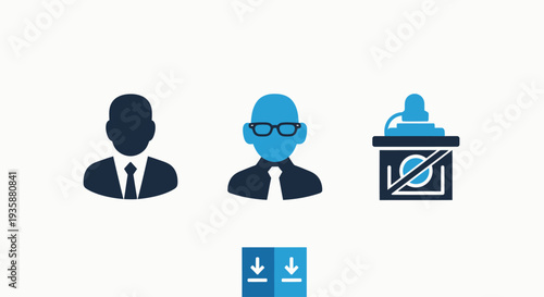 Professional Expert Profiles and Public Speaking Presentation Icons with Restrictions Symbol