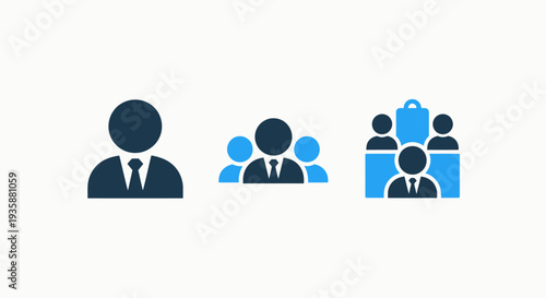 Set of Business Professional and Team Management Icons for Corporate Leadership and Staff Organization Concepts