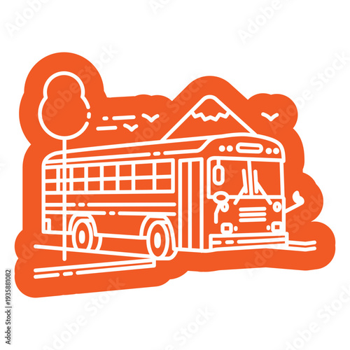Orange school bus on the side cut out