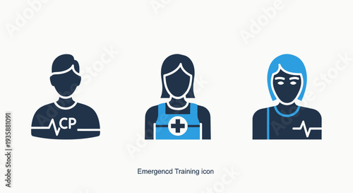 Medical and Emergency Training Illustration Set with First Aid CPR and Healthcare Professional Avatars