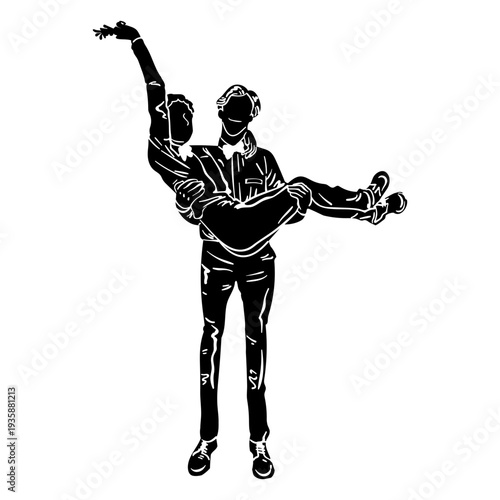 Prom couple posing cut out