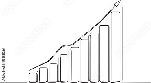 Business growth chart rising success financial profit increase trend line graph minimalist outline icon