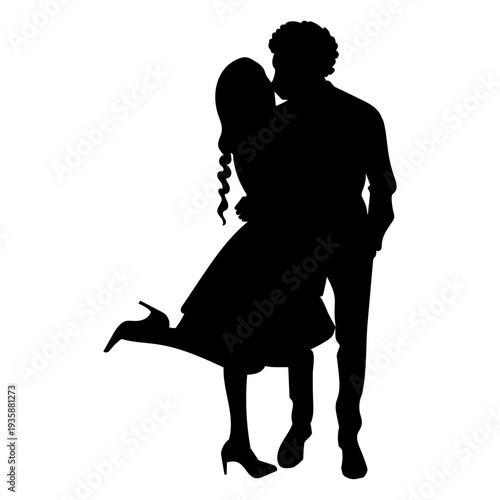 Prom couple kissing silhouette
