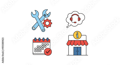 Service Center Line modern colorful abstract illustration