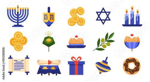 Religious holiday icons set isolated