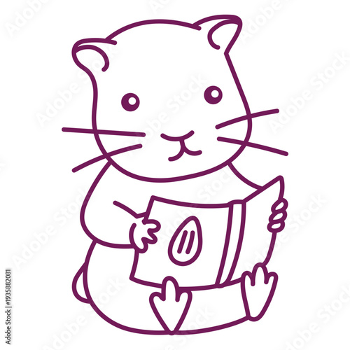 Cute hamster reading stroke