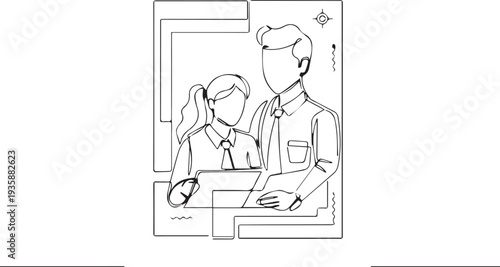 Doctor examining child patient in clinic flat line art medical consultation healthcare