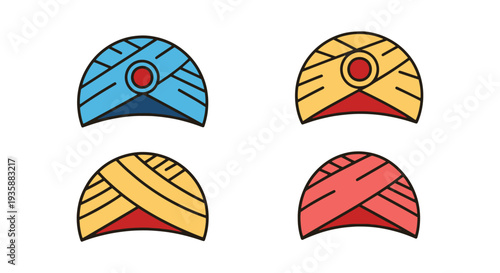 Turban Line art vector set modern abstract creative illustration