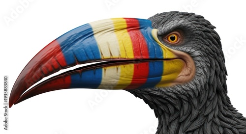 Wallpaper Mural Exotic toucan profile features a highly colorful painted beak. Torontodigital.ca