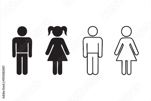 Simple male female avatar icon collection for account and social media design