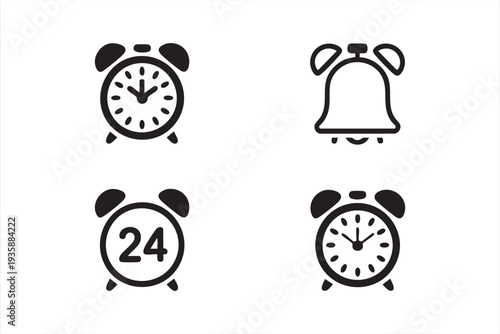 Notification bell and alarm icons for mobile UI and app design projects