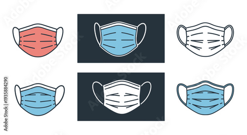 Surgical Mask Line soft abstract tone illustration