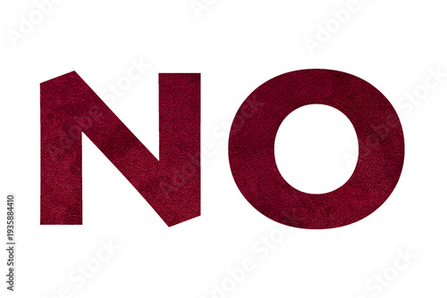 Red NO text isolated on transparent background