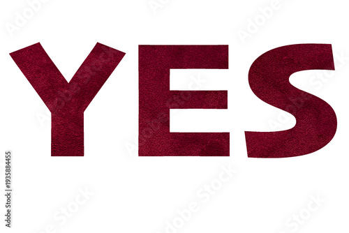 Red yes text isolated on transparent background