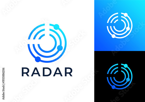 logo wave detection radar. network signal technology connectivity symbol icon design