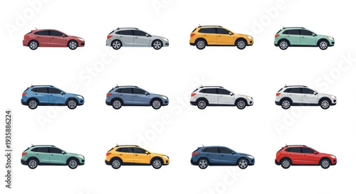 Collection of Diverse SUV Cars in Various Colors.