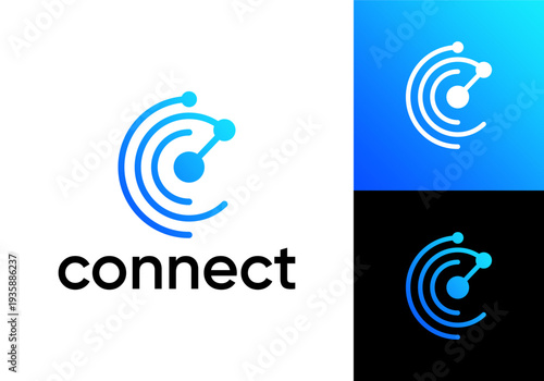 logo wave detection radar. network signal technology connectivity symbol icon design