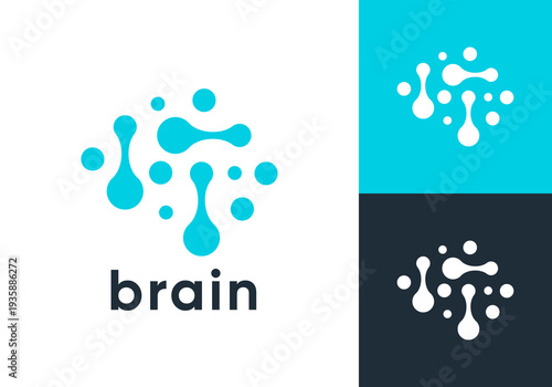 brain neuron technology connection logo design