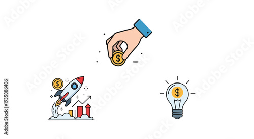 Crowdfunding Line art vector creative abstract smooth illustration