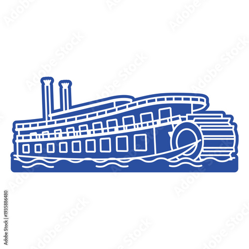Paddle steamer transport silhouette