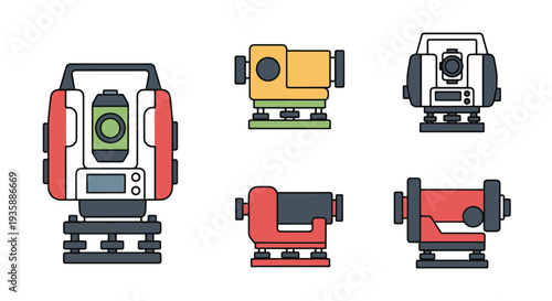 Survey Theodolite minimal abstract color illustration