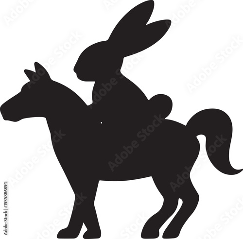 Easter bunny riding a donkey on easter day with joy and celebration