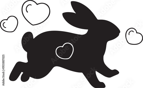 Easter day celebration with happy easter bunny and hearts