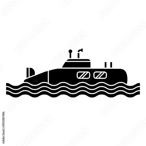 Submarine cut out in the water