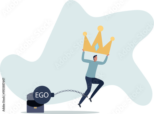 Ego burden, too much confident boss, narcissism and self involvement problem, self esteem and self important mistake concept.person's life situation and his activities.