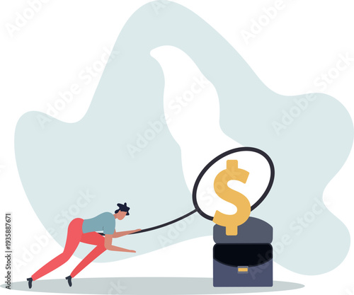 Catch bargain stock earning, investment opportunity with high profit return, get rich by earn more money and income concept.person's life situation and his activities.