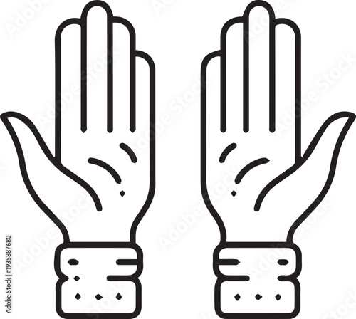 Raised hands in dua prayer gesture white background Islamic worship illustration