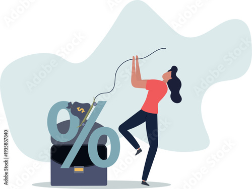 Personal loan interest rate, finance risk, debt or mortgage to pay back, credit or monetary policy concept.person's life situation and his activities.