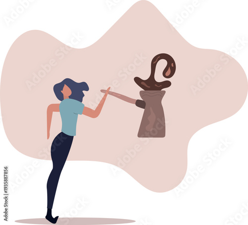 Female Barista Holding Turka with Coffee Splash Vector Art.