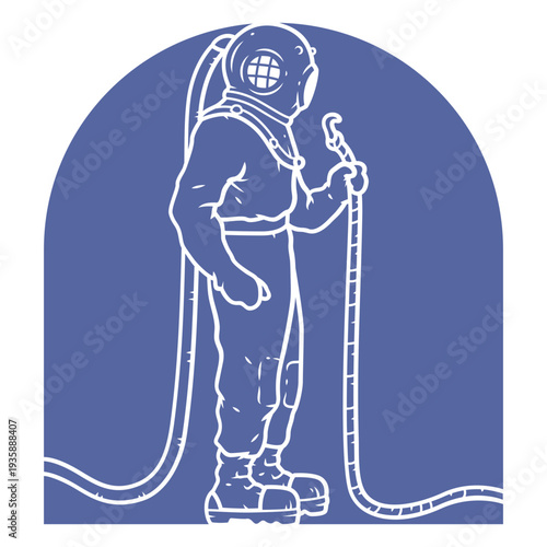 Scuba diver holding a rope cutout