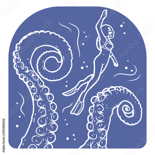 Scuba diver cut out creatures