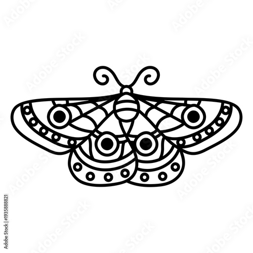 Tribal butterfly tattoo with spread wings