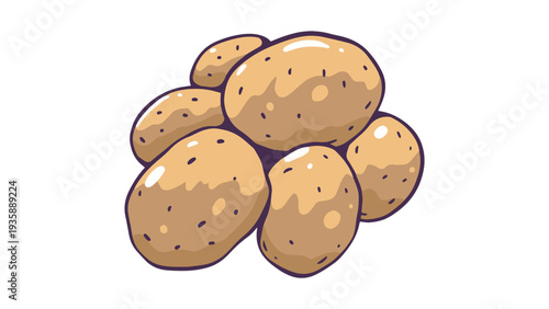 Group of Fresh Raw Potatoes Illustration Isolated on White Background