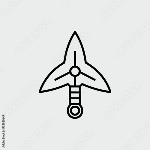 Black trident icon symbol simple line style isolated on white background