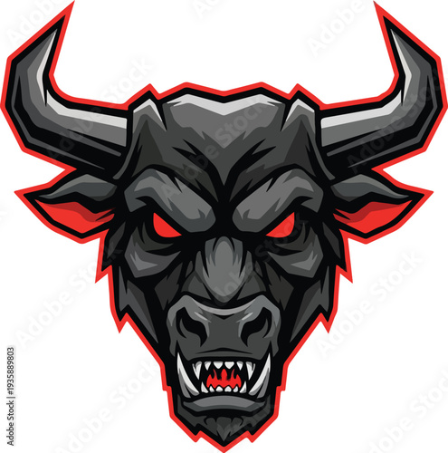 Black Bull Head with Red Eyes.