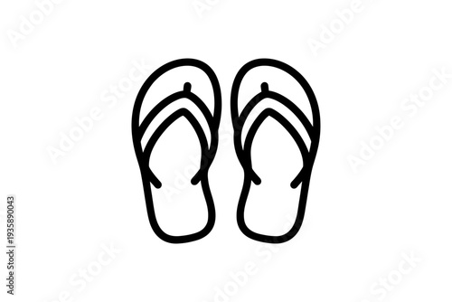 A pair of flipflops in a simple line art style  isolated on white background