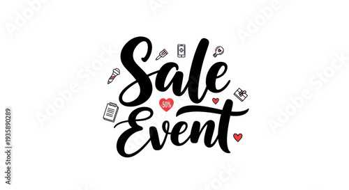 Sale event typography illustration on white