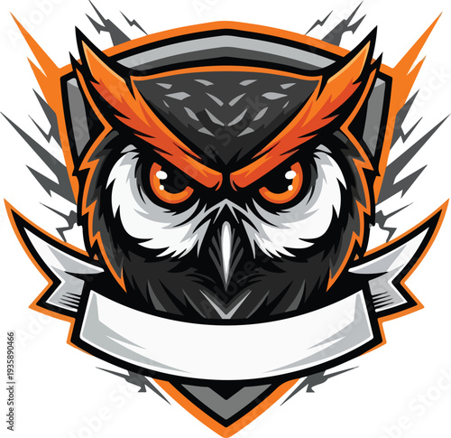 Owl Emblem Logo Design Illustration.