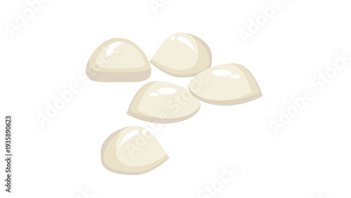 Mangosteen Fruit Edible White Segments or Arils Illustration Isolated on White Background