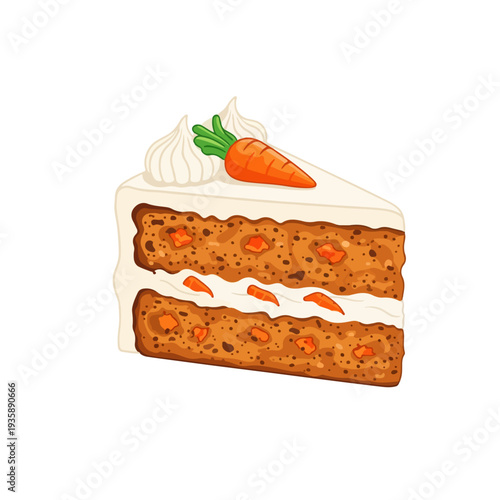 Easter Carrot Cake Slice Realistic Flat Vector Dessert