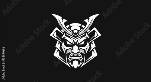 Samurai warrior head illustration