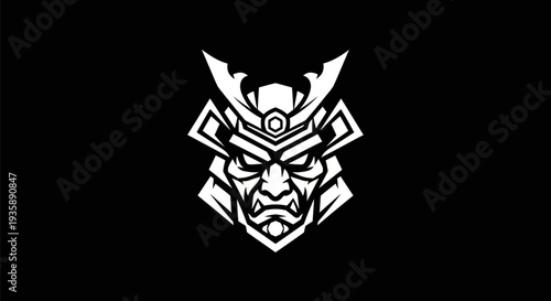 Samurai warrior helmet icon illustration