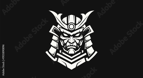 Samurai warrior illustration on black background
