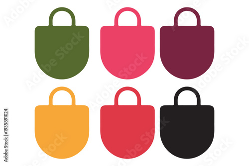 Minimal shopping bag icon set for e-commerce and retail design